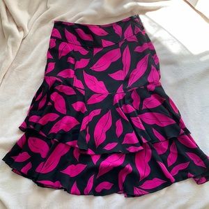 Diane Von Furstenberg Silk Skirt Lip Print Size 6